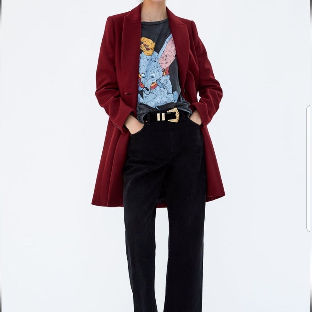 Zara Women red 75% wool coat